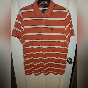 Ralph Lauren Men’s Polo Size XL Orange With White Stripes New